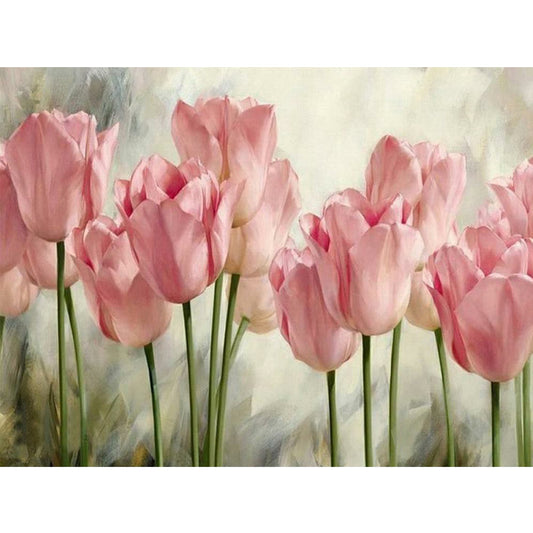 Pink Tulips - Full Round Drill Diamond Painting 60*50CM