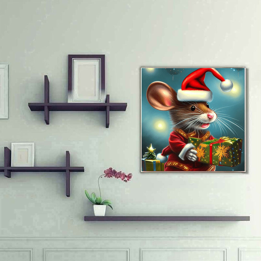 Christmas Mouse - Full Round Drill Diamond Painting 30*30CM