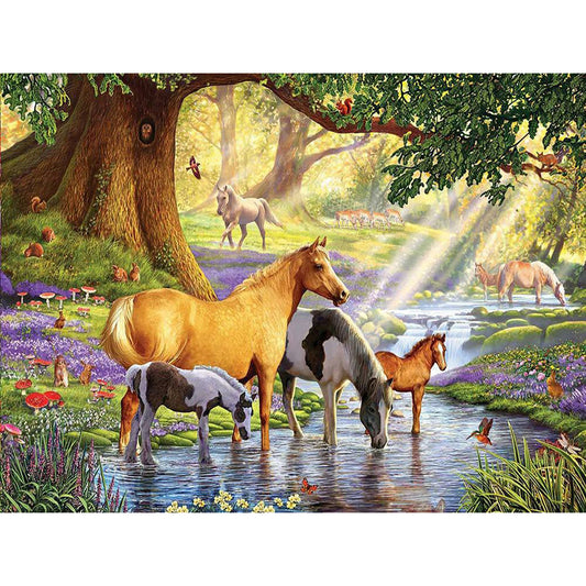 Horse By The Creek - Full Round Drill Diamond Painting 50*40CM