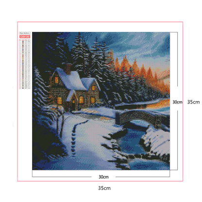 Cottage In The Snow - Full Square Drill Diamond Painting 30*30CM