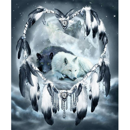 Wolf Dream Catcher - Full Round Drill Diamond Painting 40*50CM