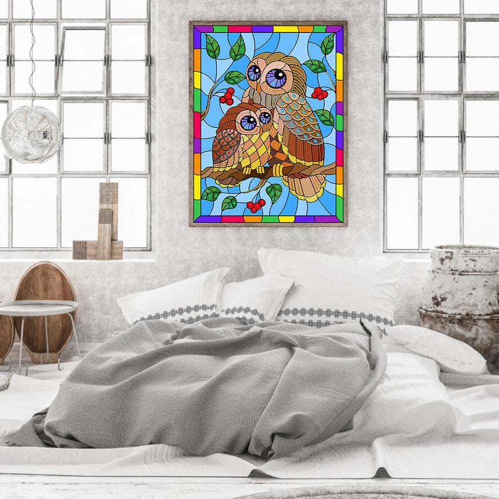 Rainbow Owl - Special Shaped Drill Diamond Painting 30*40CM