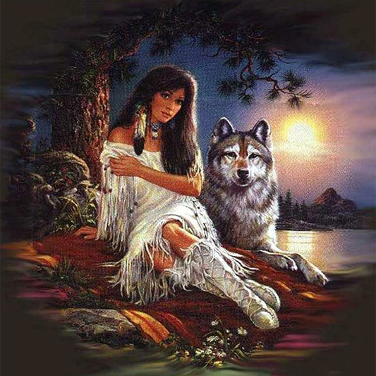 Beauty And The Wolf - Full Square Drill Diamond Painting 30*30CM