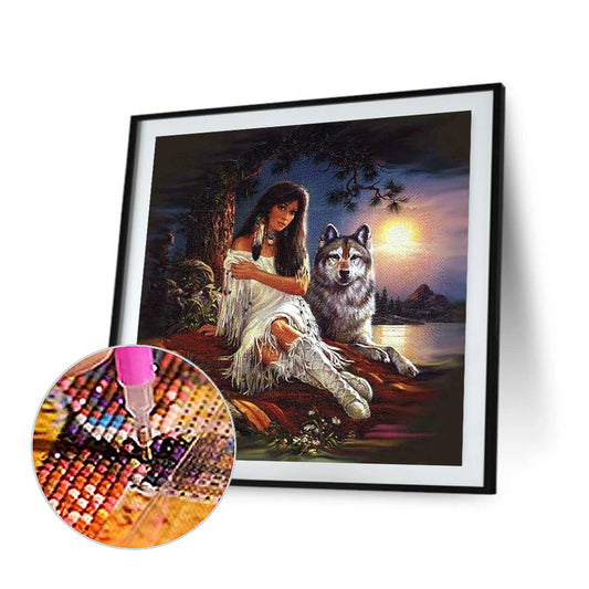 Beauty And The Wolf - Full Square Drill Diamond Painting 30*30CM