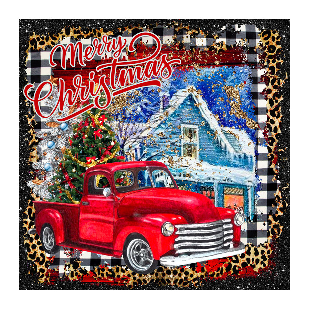 Merry Christmas Red Car - Full Round Drill Diamond Painting 30*30CM