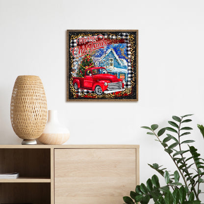 Merry Christmas Red Car - Full Round Drill Diamond Painting 30*30CM