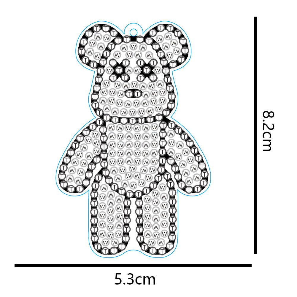 DIY Diamond Key Chain Cute Double Sided Cartoon Bear Key Phone Charm Accessories