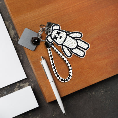 DIY Diamond Key Chain Cute Double Sided Cartoon Bear Key Phone Charm Accessories