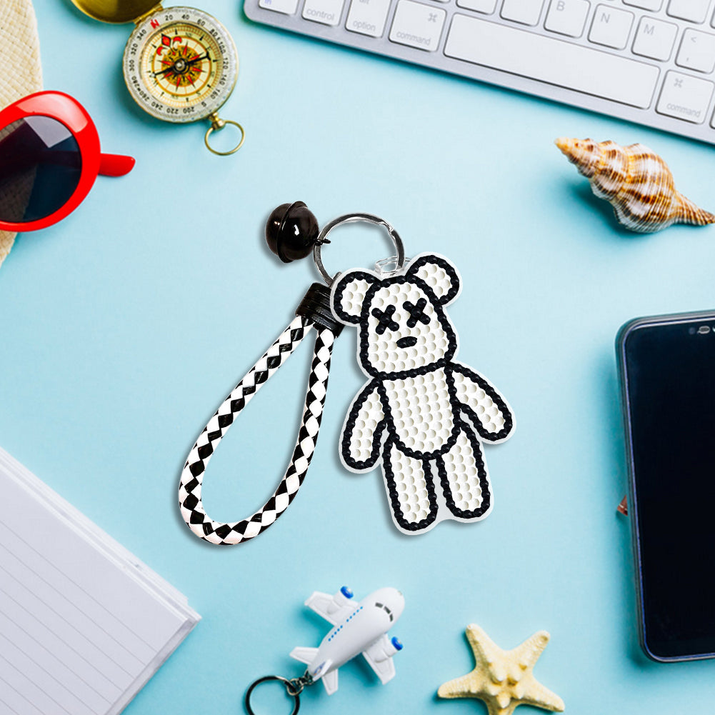 DIY Diamond Key Chain Cute Double Sided Cartoon Bear Key Phone Charm Accessories