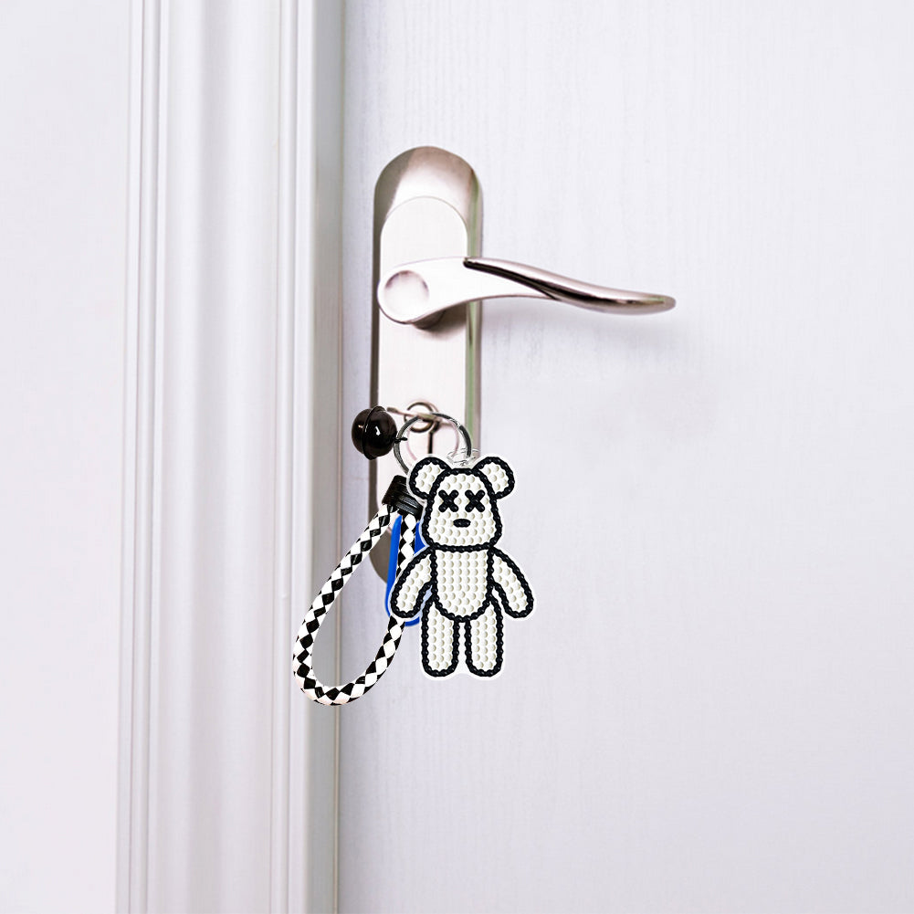 DIY Diamond Key Chain Cute Double Sided Cartoon Bear Key Phone Charm Accessories