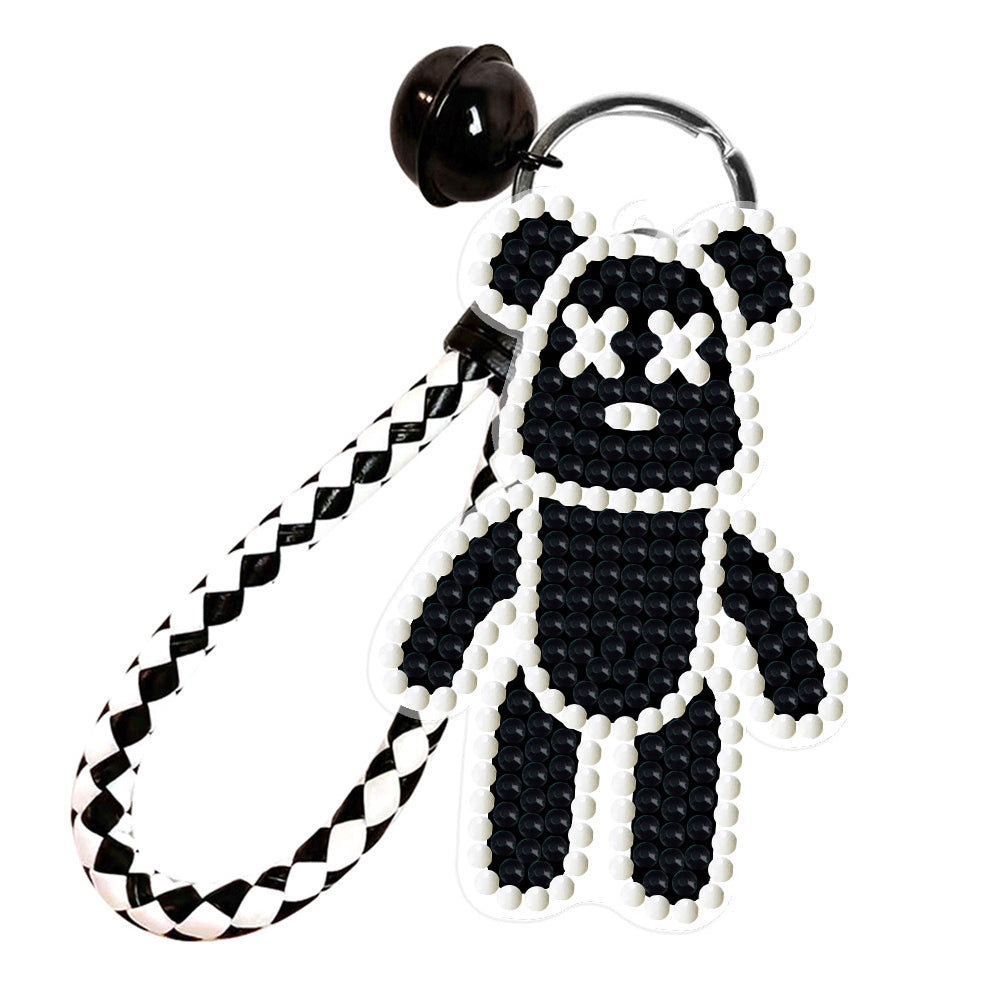 DIY Diamond Key Chain Cute Double Sided Cartoon Bear Key Phone Charm Accessories