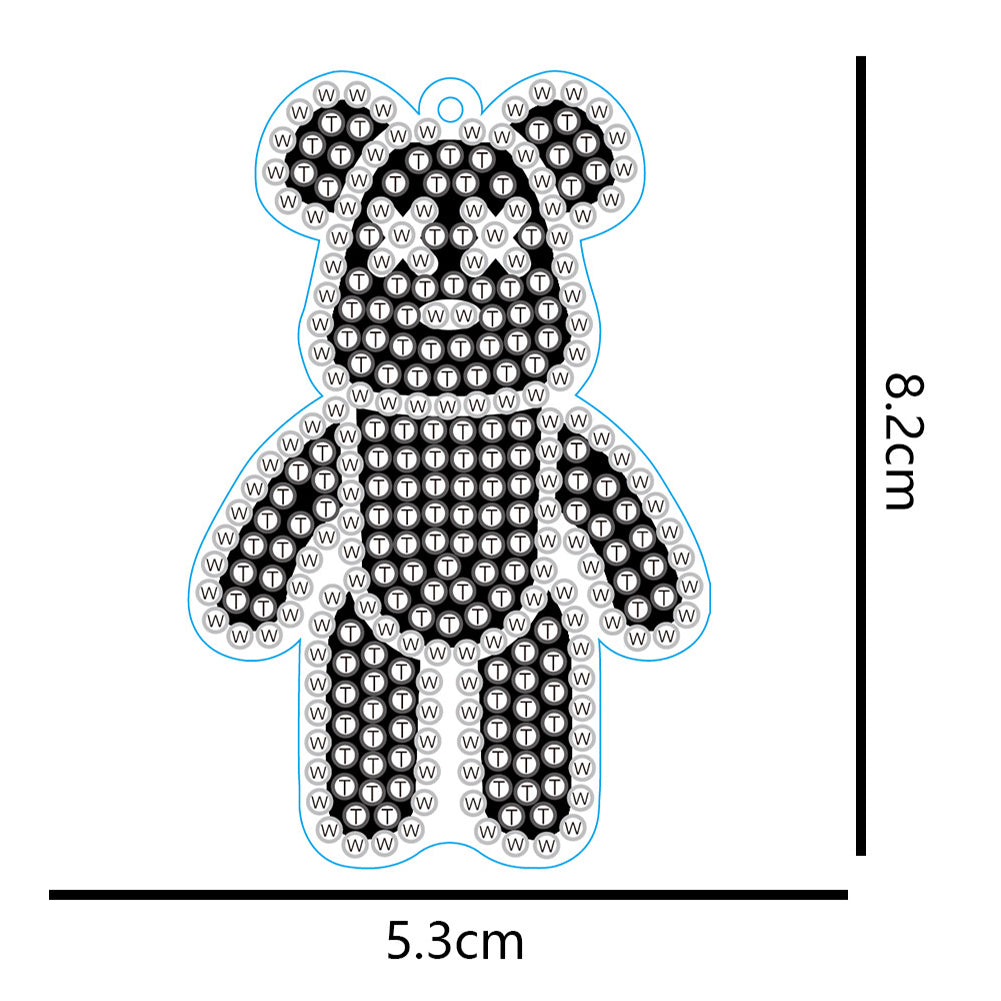 DIY Diamond Key Chain Cute Double Sided Cartoon Bear Key Phone Charm Accessories