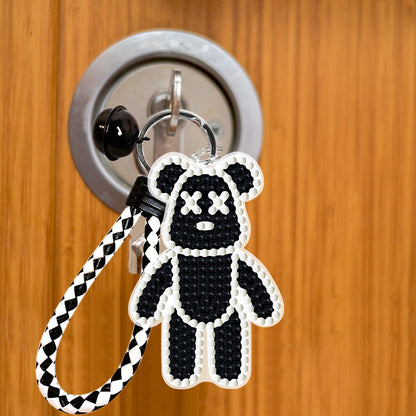 DIY Diamond Key Chain Cute Double Sided Cartoon Bear Key Phone Charm Accessories