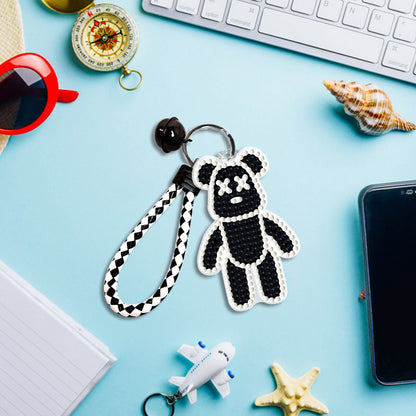 DIY Diamond Key Chain Cute Double Sided Cartoon Bear Key Phone Charm Accessories