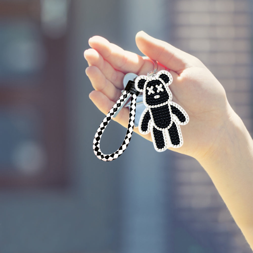 DIY Diamond Key Chain Cute Double Sided Cartoon Bear Key Phone Charm Accessories