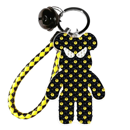 DIY Diamond Key Chain Cute Double Sided Cartoon Bear Key Phone Charm Accessories