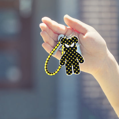 DIY Diamond Key Chain Cute Double Sided Cartoon Bear Key Phone Charm Accessories