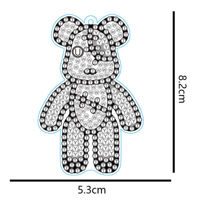 DIY Diamond Key Chain Cute Double Sided Cartoon Bear Key Phone Charm Accessories