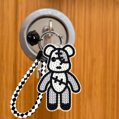 DIY Diamond Key Chain Cute Double Sided Cartoon Bear Key Phone Charm Accessories