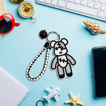 DIY Diamond Key Chain Cute Double Sided Cartoon Bear Key Phone Charm Accessories