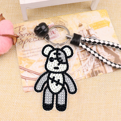 DIY Diamond Key Chain Cute Double Sided Cartoon Bear Key Phone Charm Accessories