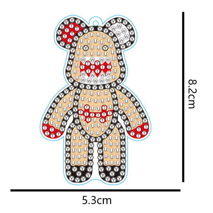 DIY Diamond Key Chain Cute Double Sided Cartoon Bear Key Phone Charm Accessories