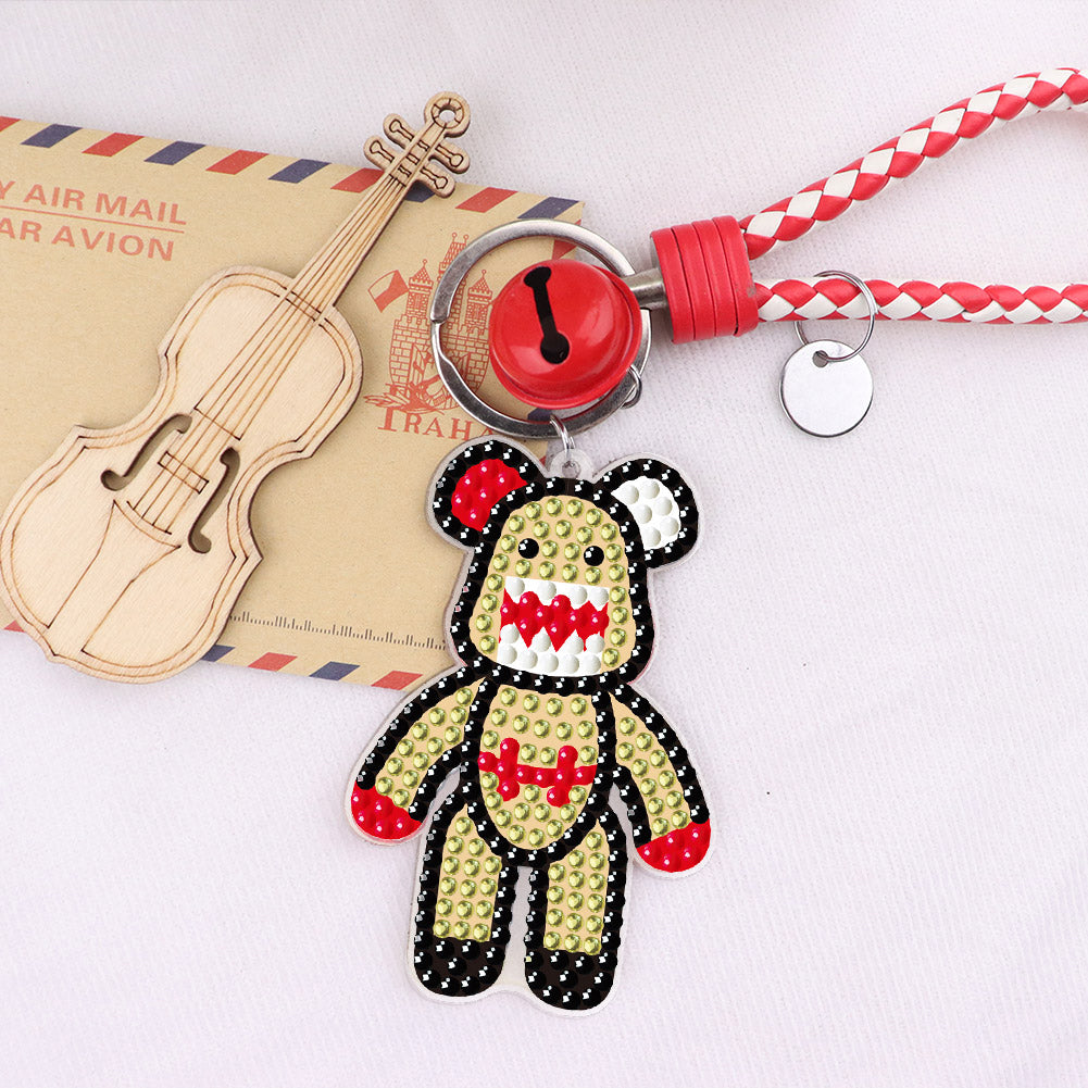 DIY Diamond Key Chain Cute Double Sided Cartoon Bear Key Phone Charm Accessories