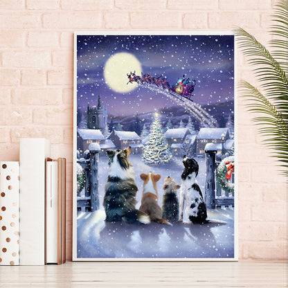 Dog In Snow - Full Square Drill Diamond Painting 40*50CM