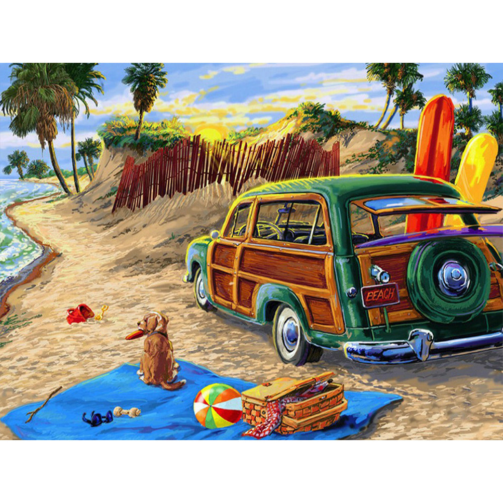 Beachside Camper - Full Square Drill Diamond Painting 60*50CM