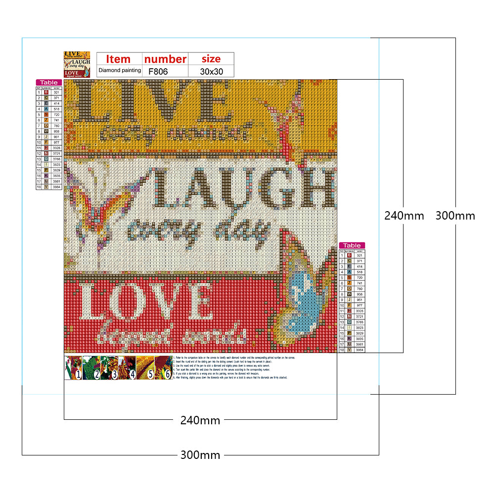 Love Calligraphy - Full Square Drill Diamond Painting 30*30CM
