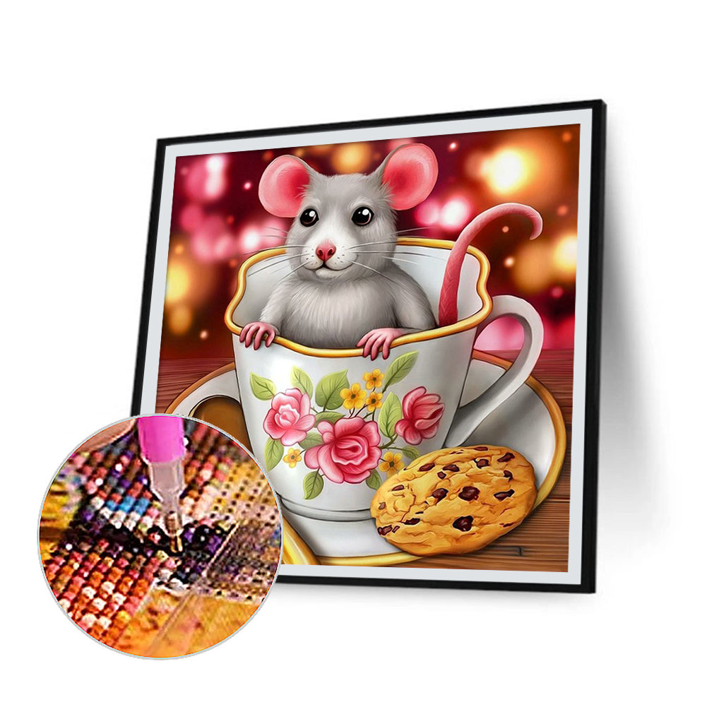 Mouse In Cup - Full Round Drill Diamond Painting 50*50CM