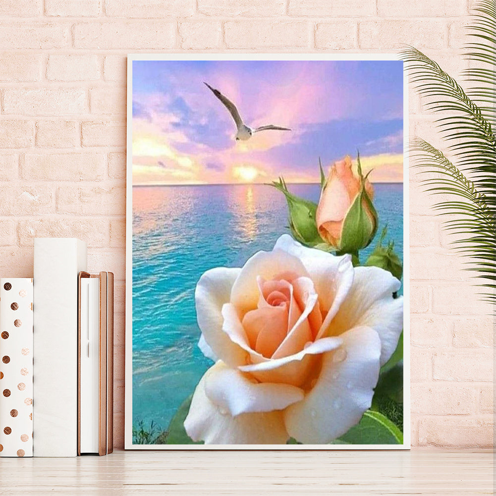 Seaside Rose - Full Round Drill Diamond Painting 40*50CM