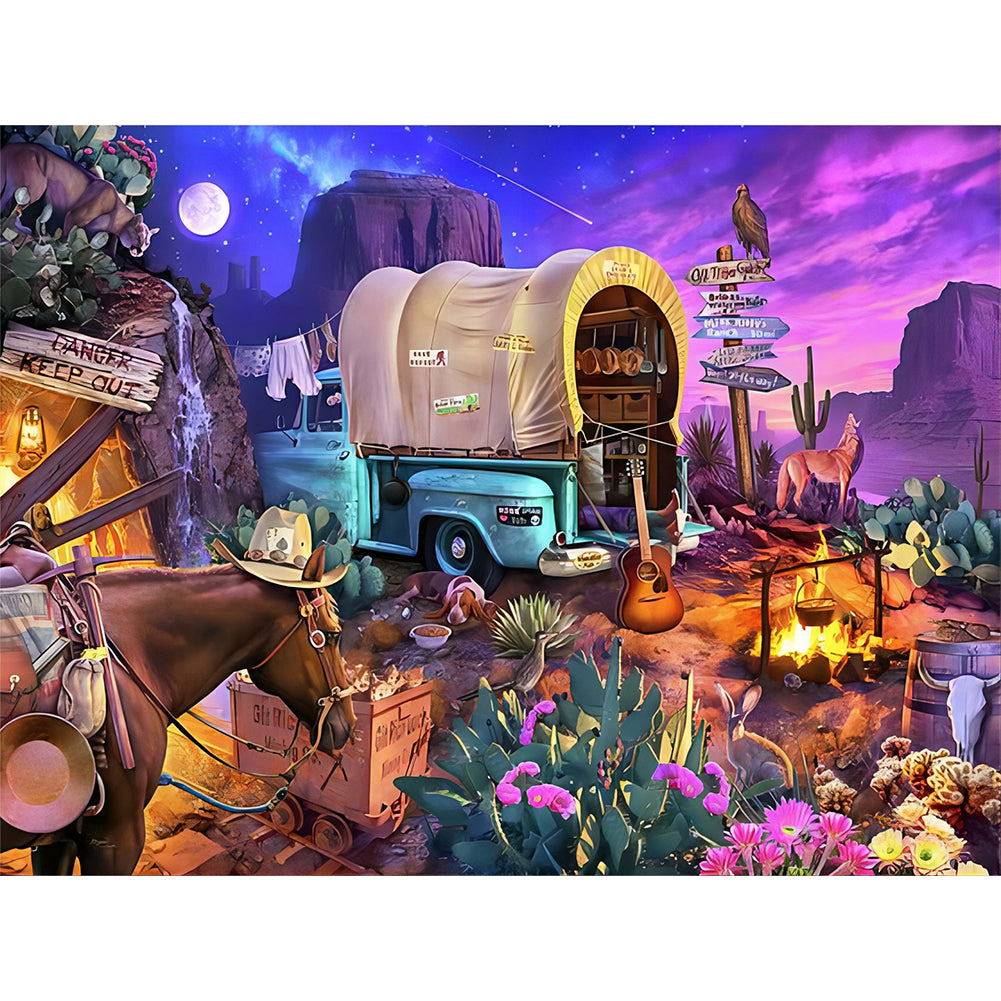 Camping Night - Full Round Drill Diamond Painting 50*40CM