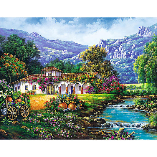 Mountain Manor - Full Round Drill Diamond Painting 60*50CM