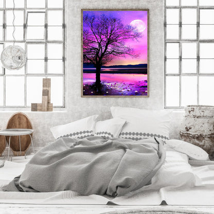 Purple Aurora Night Scene - Full Round Drill Diamond Painting 40*50CM