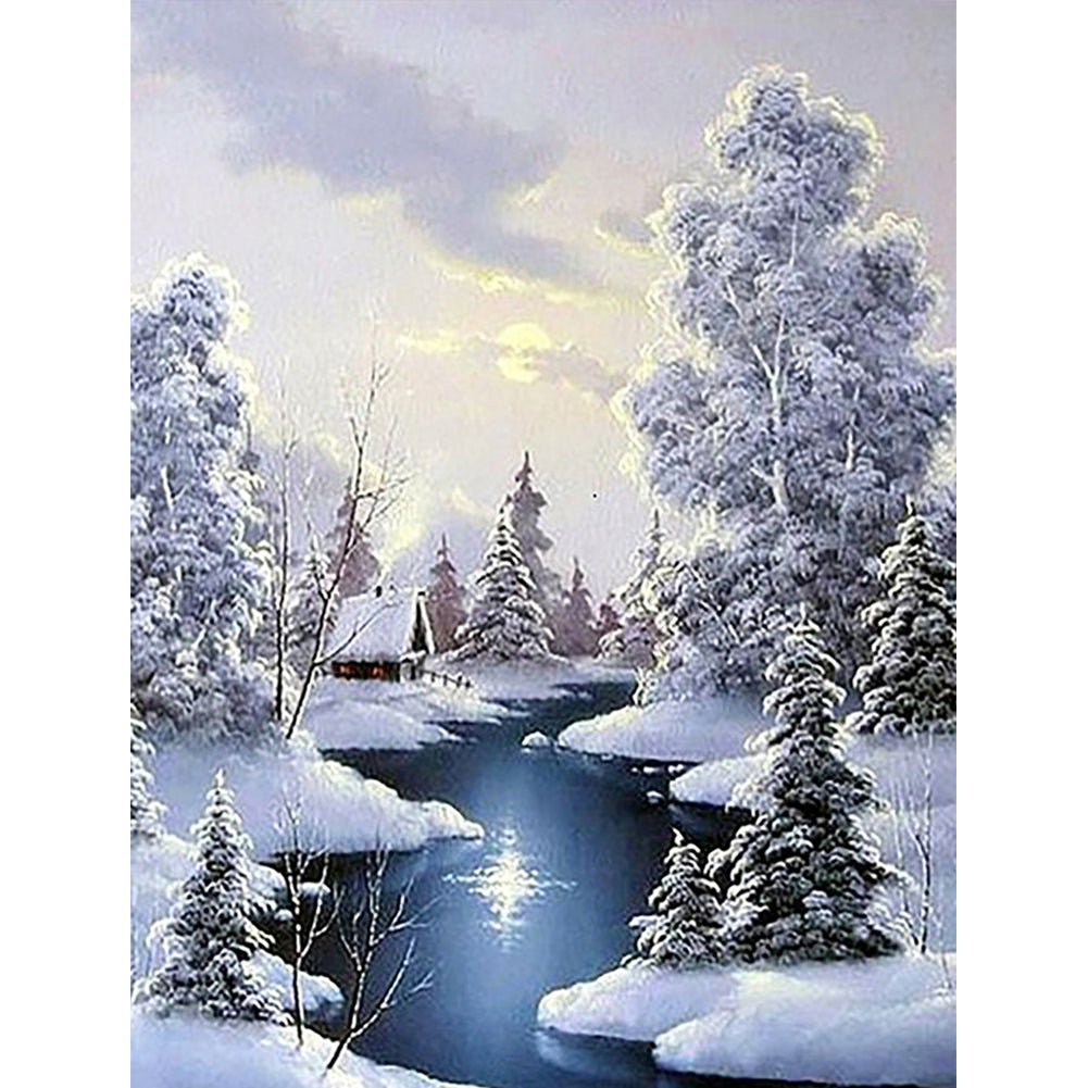 Snowy Village - Full Round Drill Diamond Painting 40*50CM