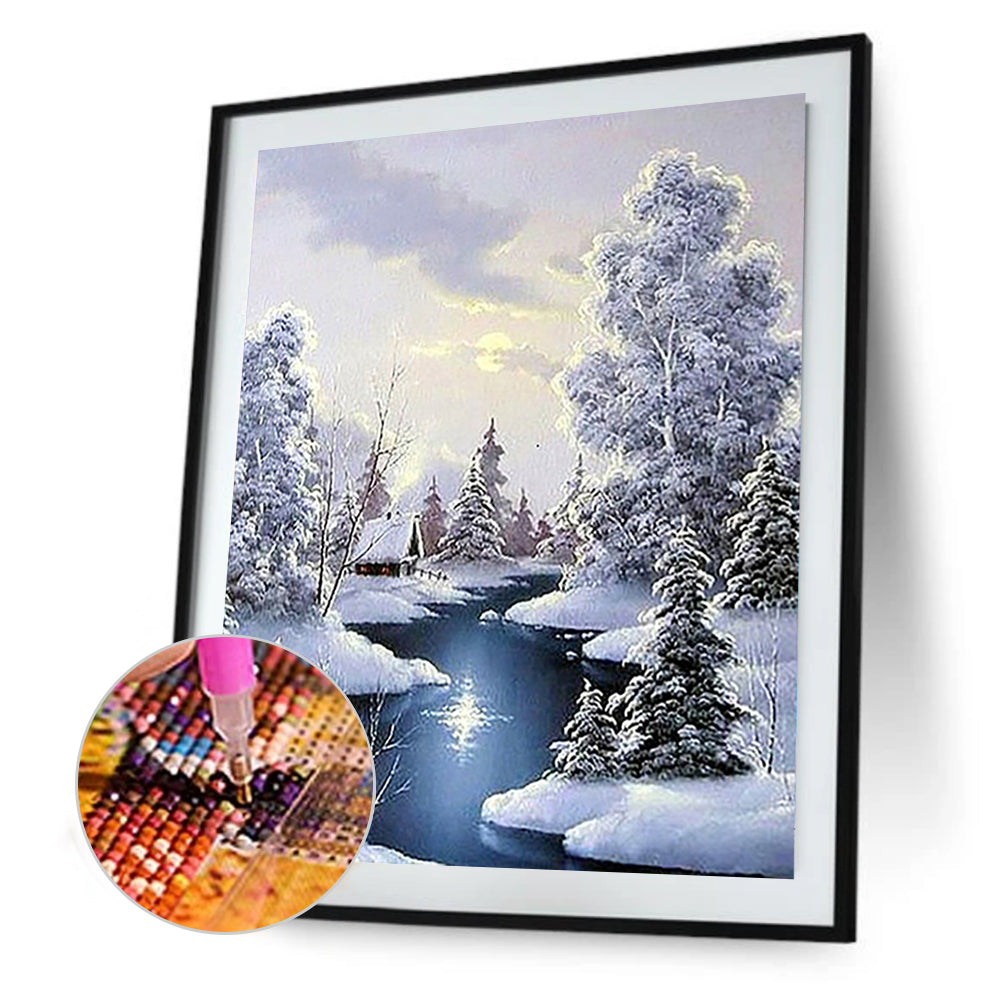 Snowy Village - Full Round Drill Diamond Painting 40*50CM