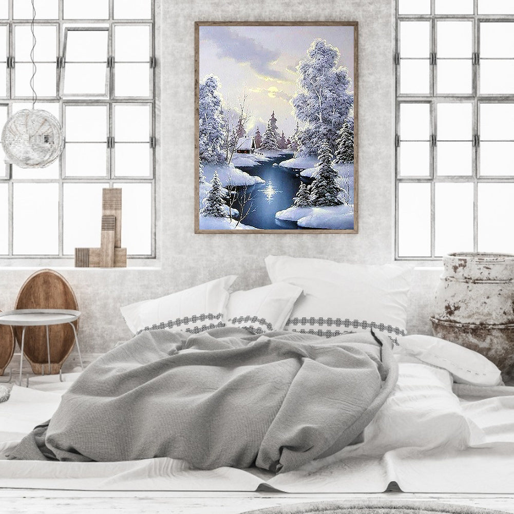 Snowy Village - Full Round Drill Diamond Painting 40*50CM