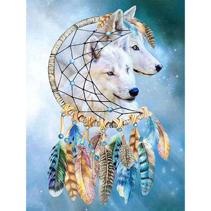 Dream Catcher Wolf - Full Round Drill Diamond Painting 40*50CM