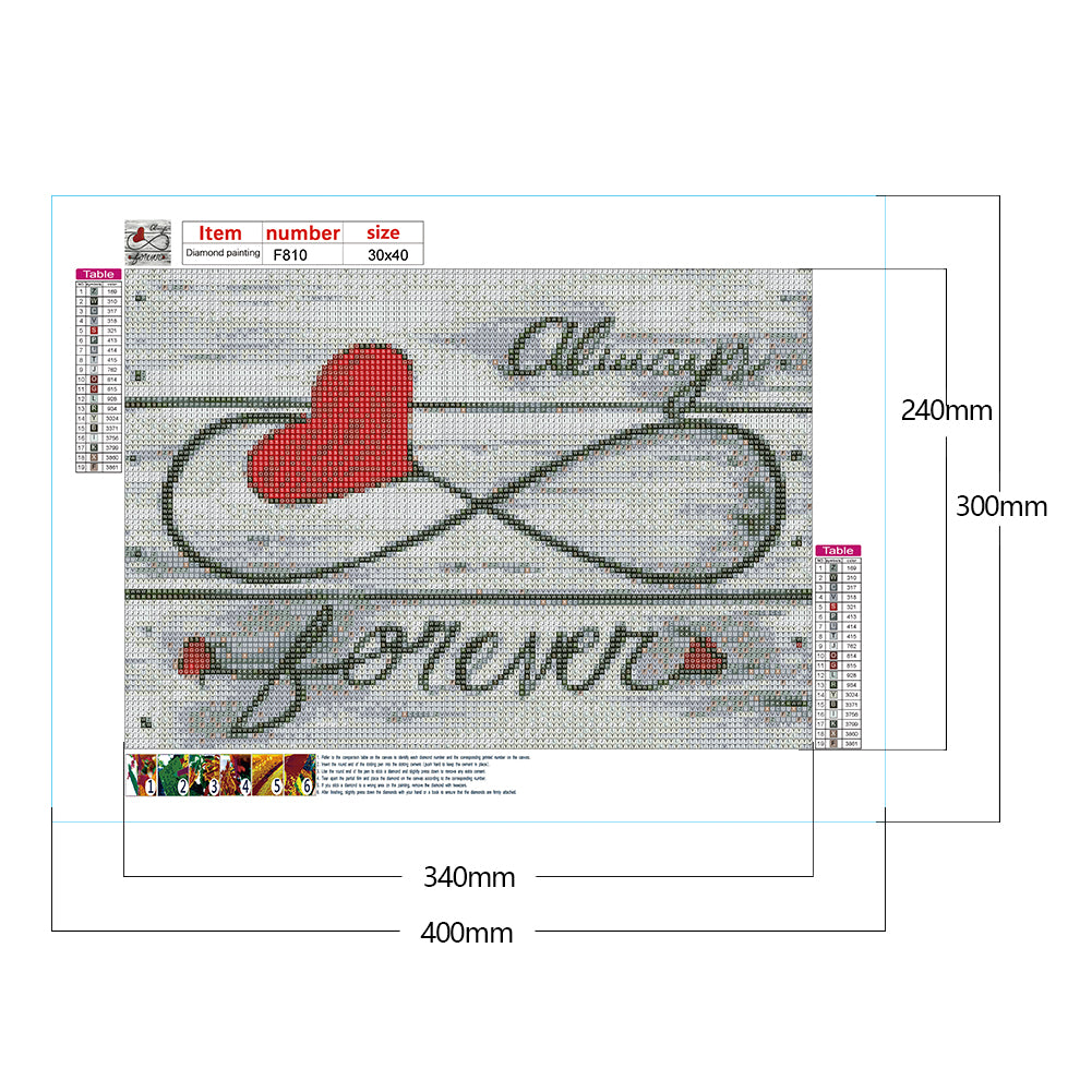 Love Calligraphy - Full Square Drill Diamond Painting 40*30CM