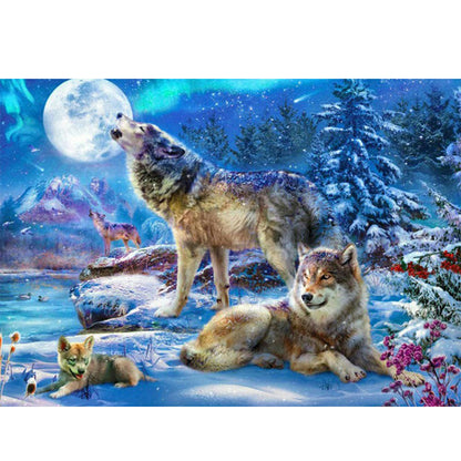 Wolf In Moonlight - Full Square Drill Diamond Painting 40*30CM