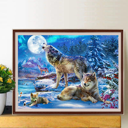Wolf In Moonlight - Full Square Drill Diamond Painting 40*30CM