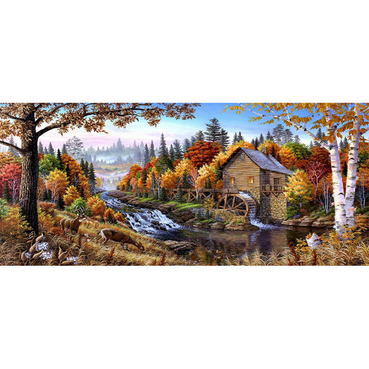 Cottage By The River - Full Square Drill Diamond Painting 80*40CM