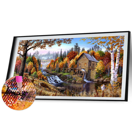 Cottage By The River - Full Square Drill Diamond Painting 80*40CM