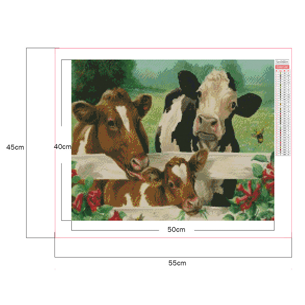 Farm Cow - Full Square Drill Diamond Painting 50*40CM