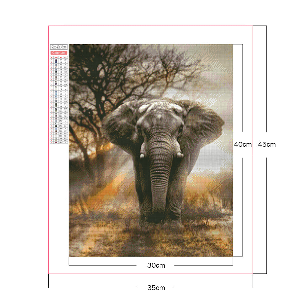 Elephant At Sunset - Full Square Drill Diamond Painting 30*40CM