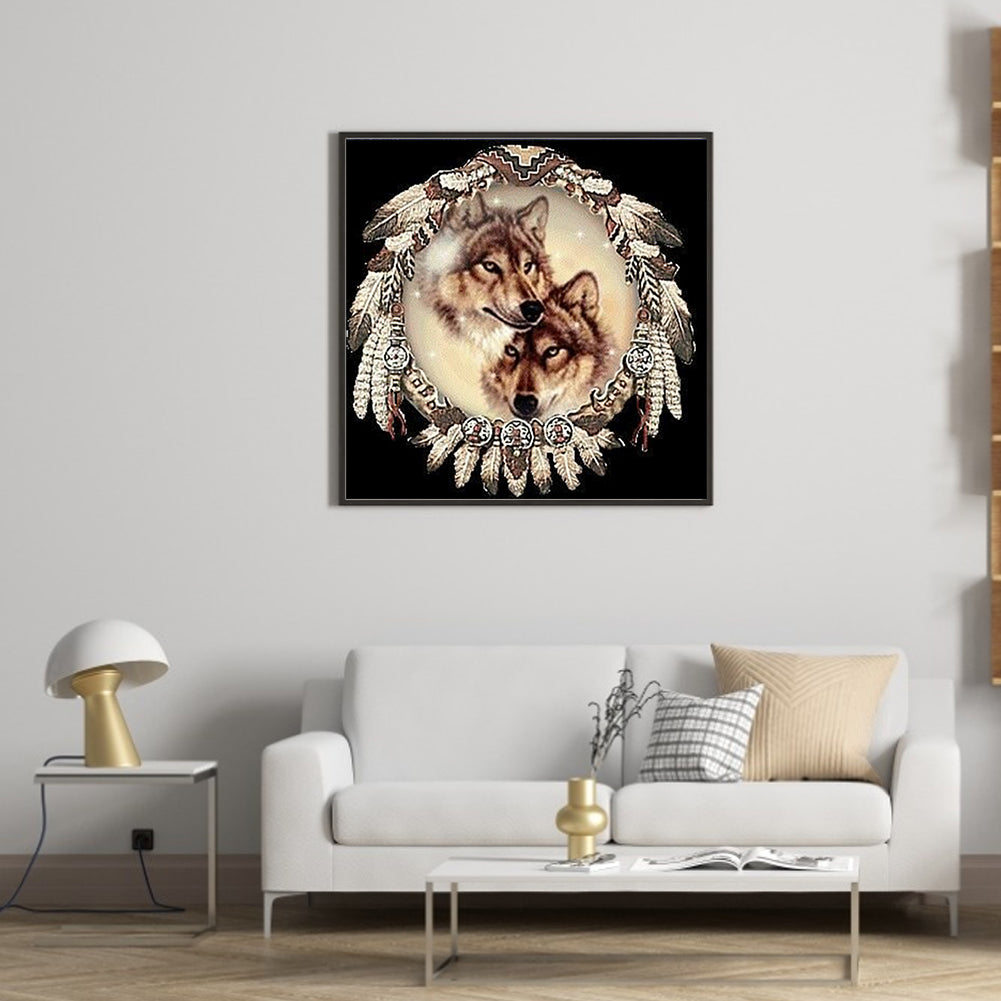 Dream Catcher Wolf - Full Square Drill Diamond Painting 30*30CM