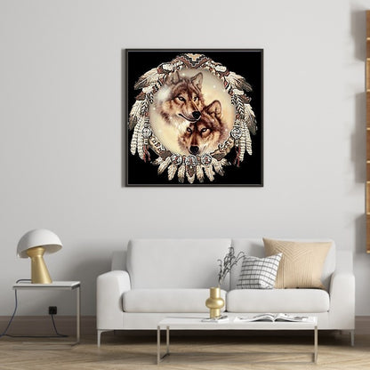 Dream Catcher Wolf - Full Square Drill Diamond Painting 30*30CM