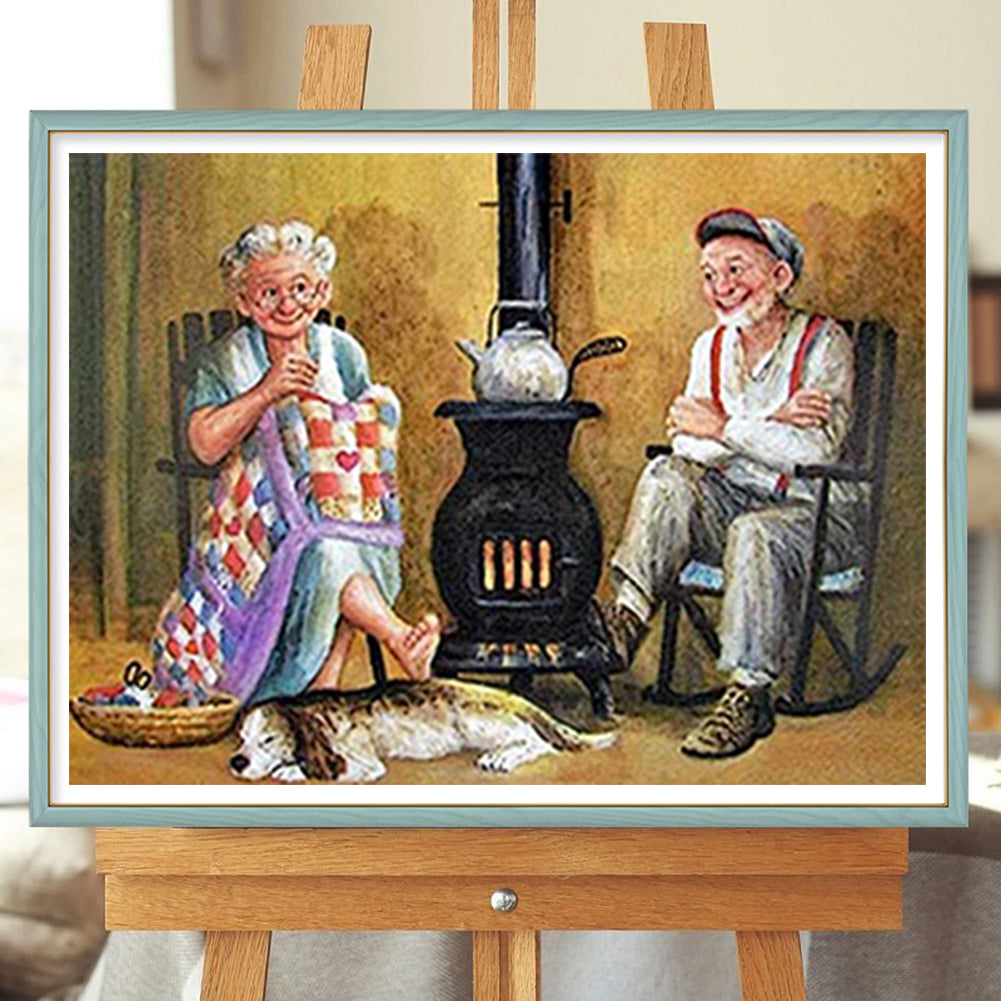 Old Couple - Full Round Drill Diamond Painting 50*40CM