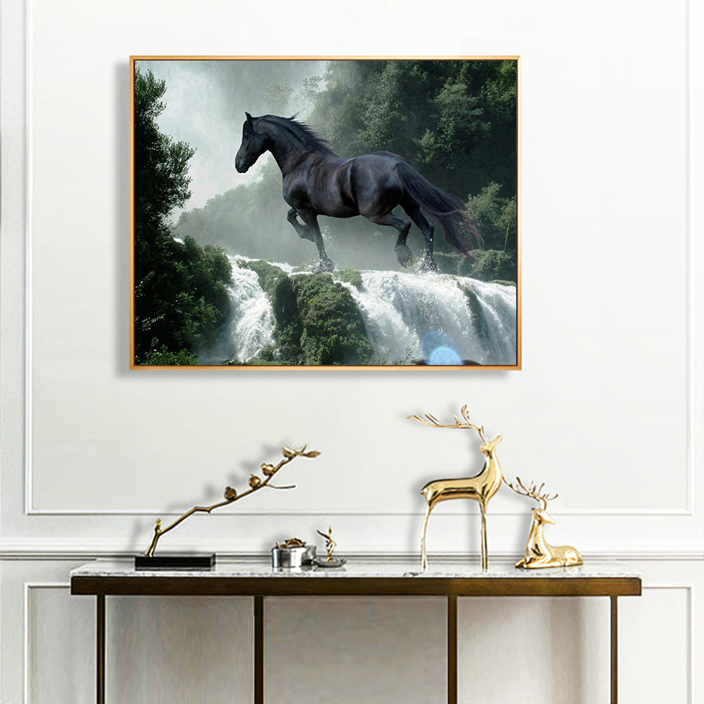 Horse Walking On Waterfall - Full Round Drill Diamond Painting 50*40CM